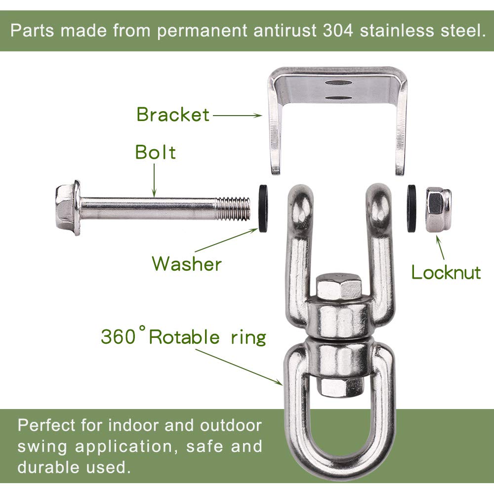 WAREMAID ceiling-mount hammock hook rated 1000lb for porch and gym setups.