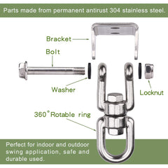 WAREMAID ceiling-mount hammock hook rated 1000lb for porch and gym setups.