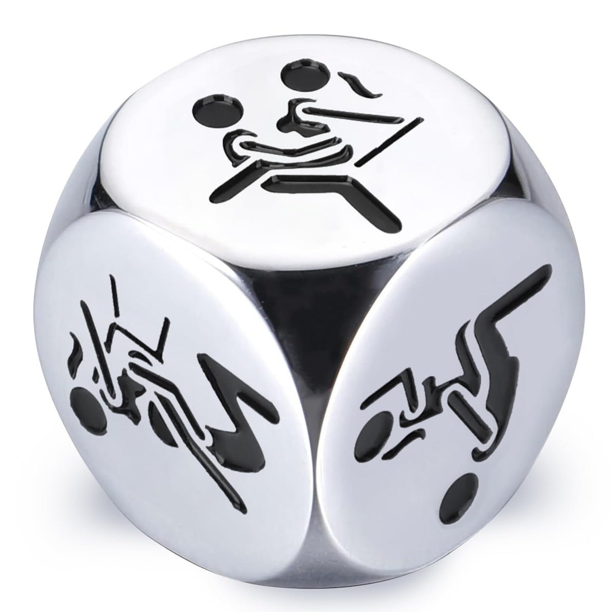 Wareon date night dice on gift box, stainless steel finish