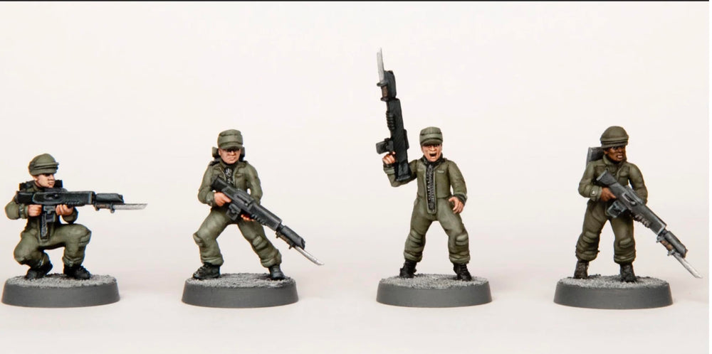 Wargames Atlantic Death Fields Cannon Fodder plastic troops adaptable for near-future militia.