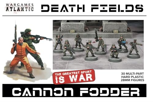 Wargames Atlantic Death Fields Cannon Fodder unboxed parts showing assembly-friendly plastic minis.