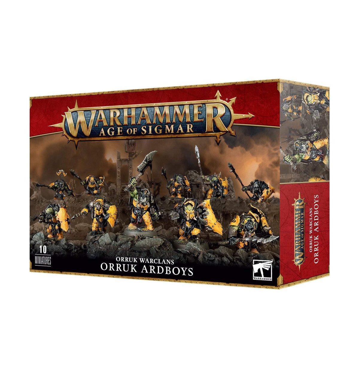 Warhammer Age of Sigmar Orruk Aardboyz frontline figures ready to assemble and paint.