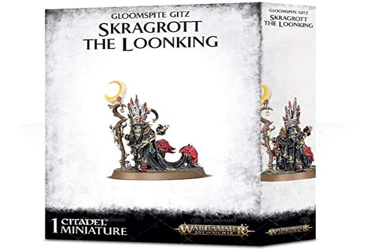 Warhammer Age of Sigmar Skragrott the LoonKing miniature, perfect for painting detail and commanding Gloomspite units.