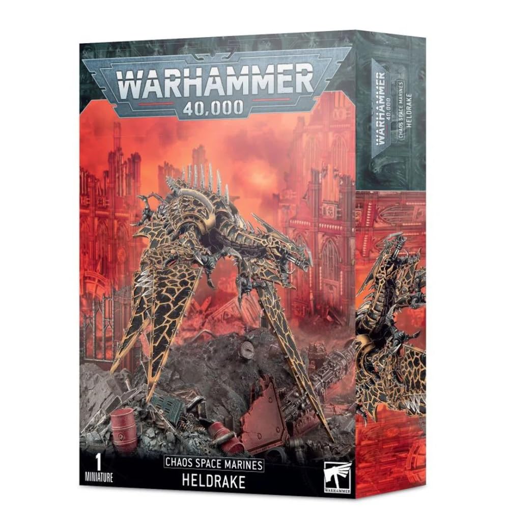 Warhammer Heldrake Chaos Space Marines figurine—detailed plastic miniature ideal for tabletop battles.
