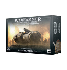 Warhammer Solar Auxilia Basilisk/Medusa model with detailed interior and open hatch for siege gameplay.