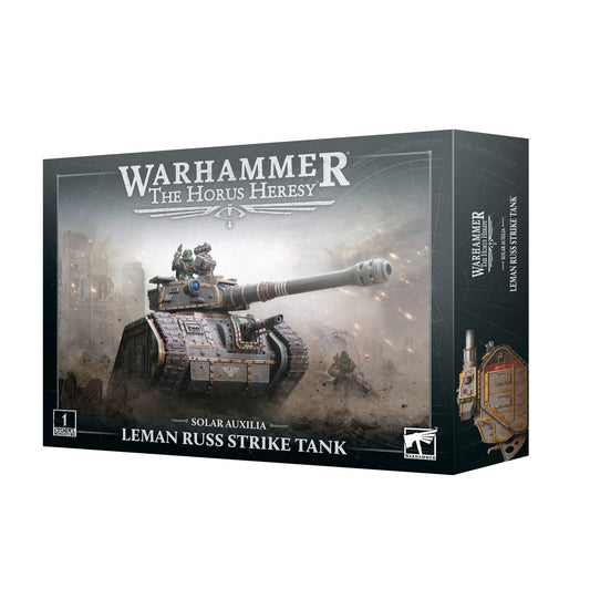 Warhammer Solar Auxilia Leman Russ Strike Tank with adaptable turret options for varied battles.