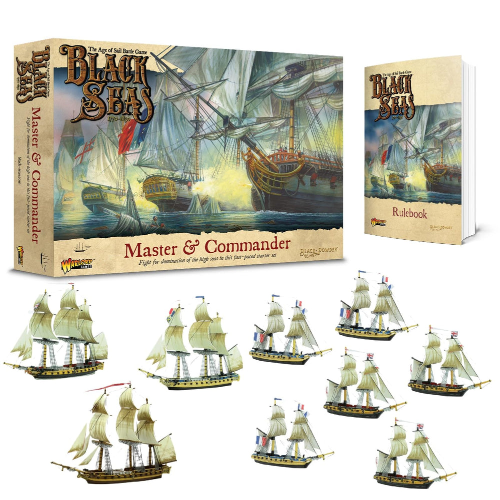 Warlord Games Master Commander set box content with detailed miniatures and core rules for quick setup.