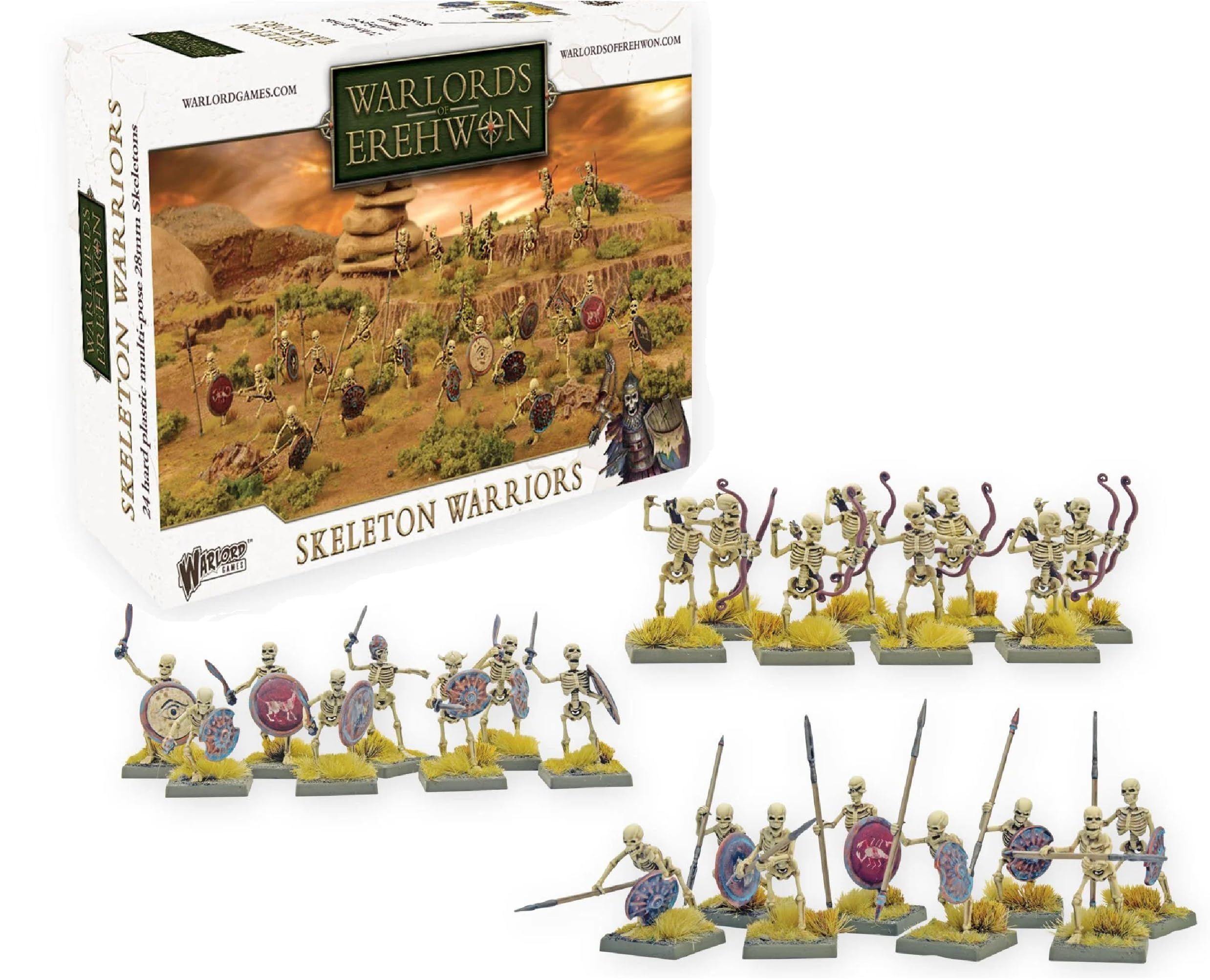 Warlord Games skeleton warriors armed with varied weapons for dynamic tabletop battles.