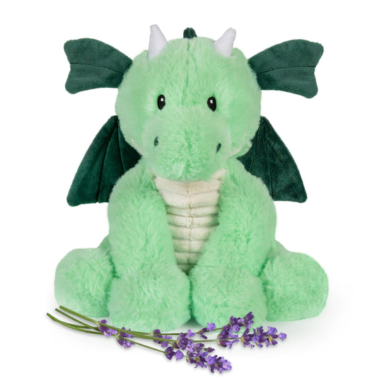 Warm Pals Daniel Dragon plush face close-up highlights soft cuddle-worthy fabric.