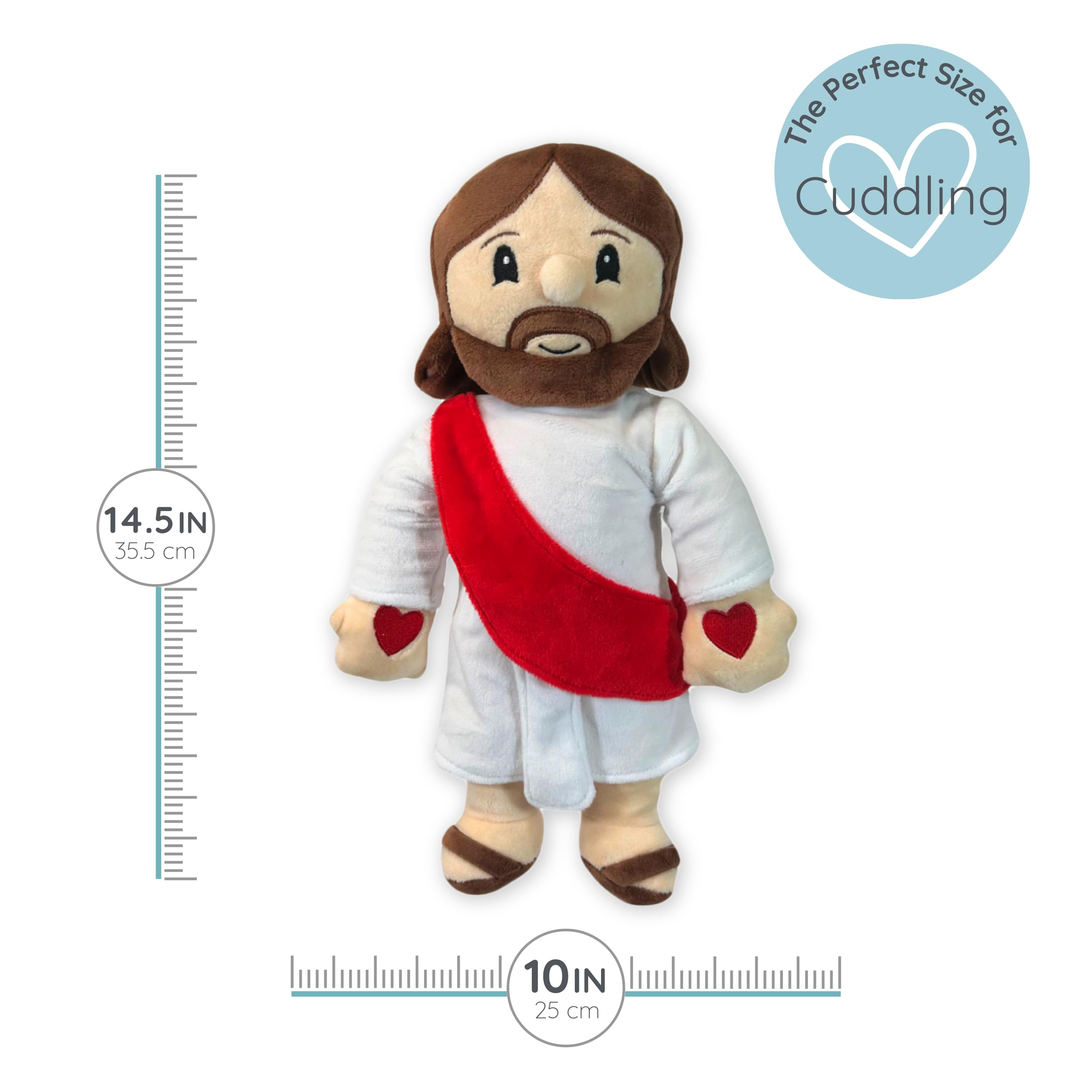Cozy bedroom scene featuring Warm Pals Jesus plush for hugs.