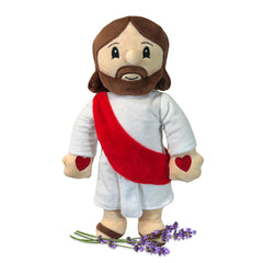 Warm Pals Jesus plush in microwave heat for cozy warmth.