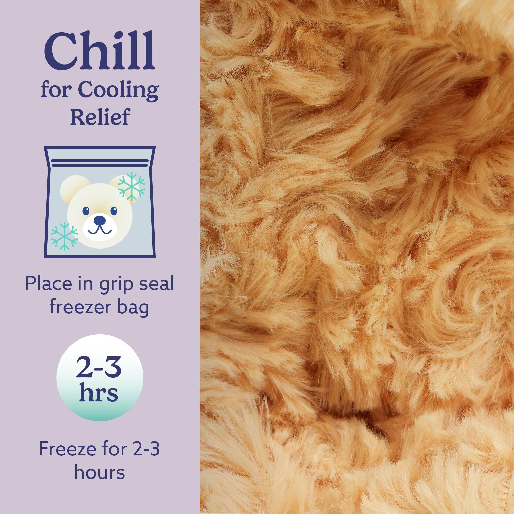 Warmies Dog Golden Be Mine chilled for a refreshing cool touch.