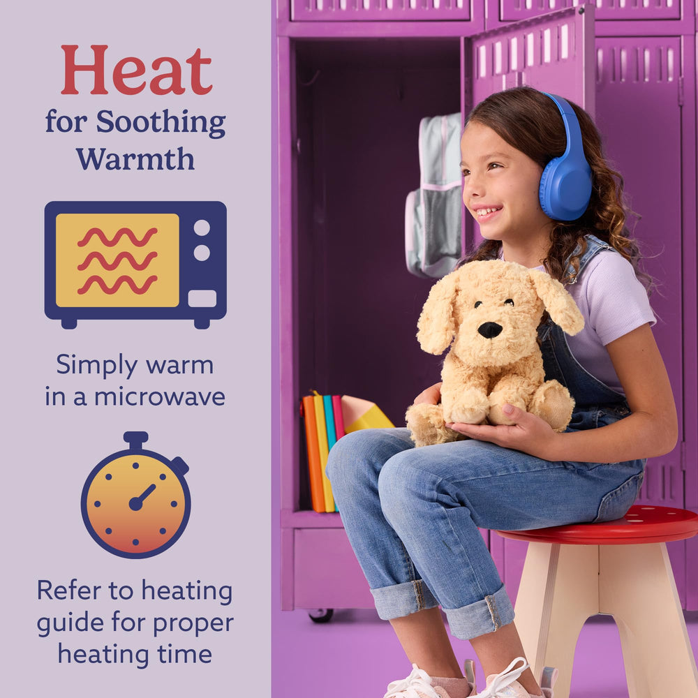 Warmies Golden Dog microwavable plush delivers instant warmth and comfort.