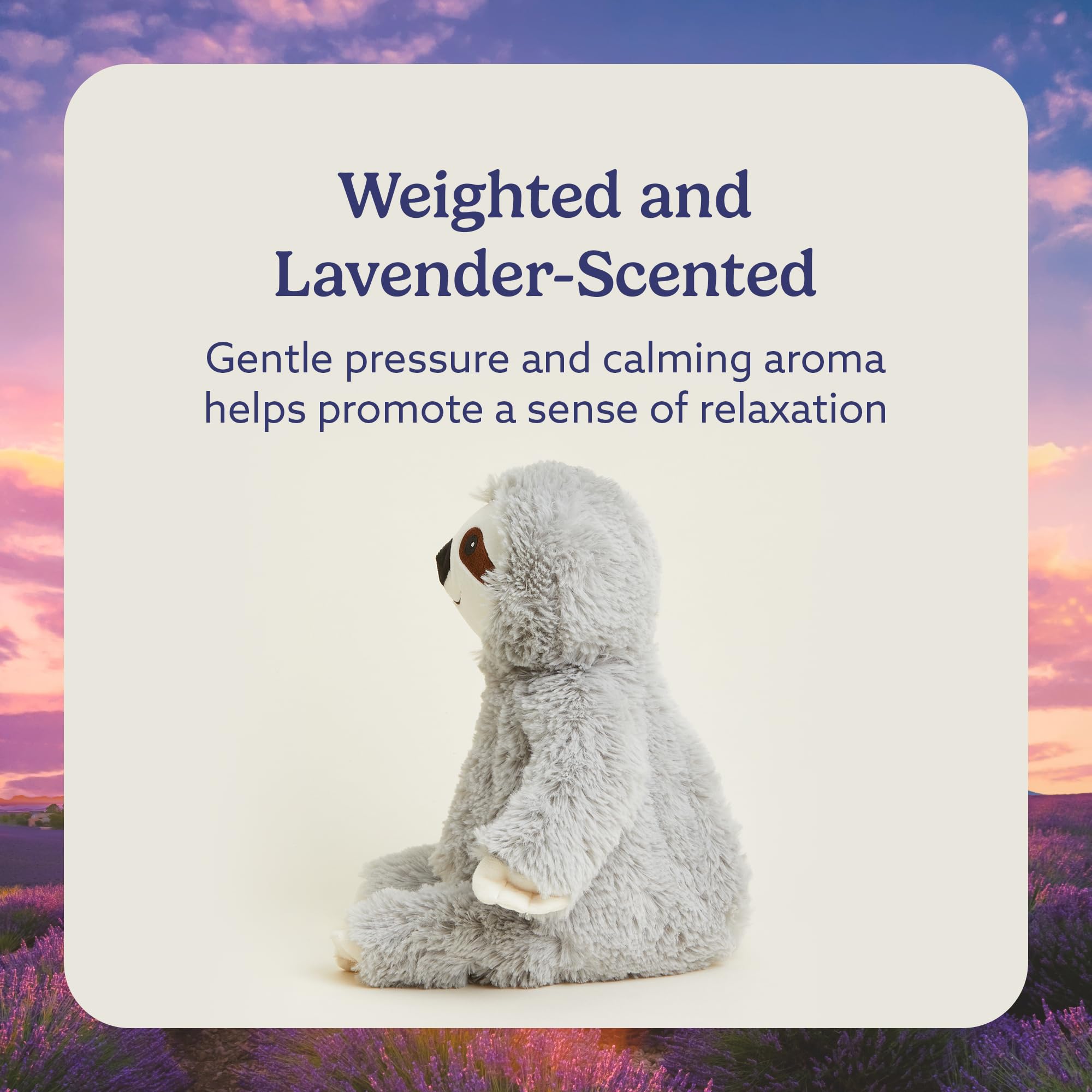 Warmies Gray Sloth lavender-scented aroma for calm moments