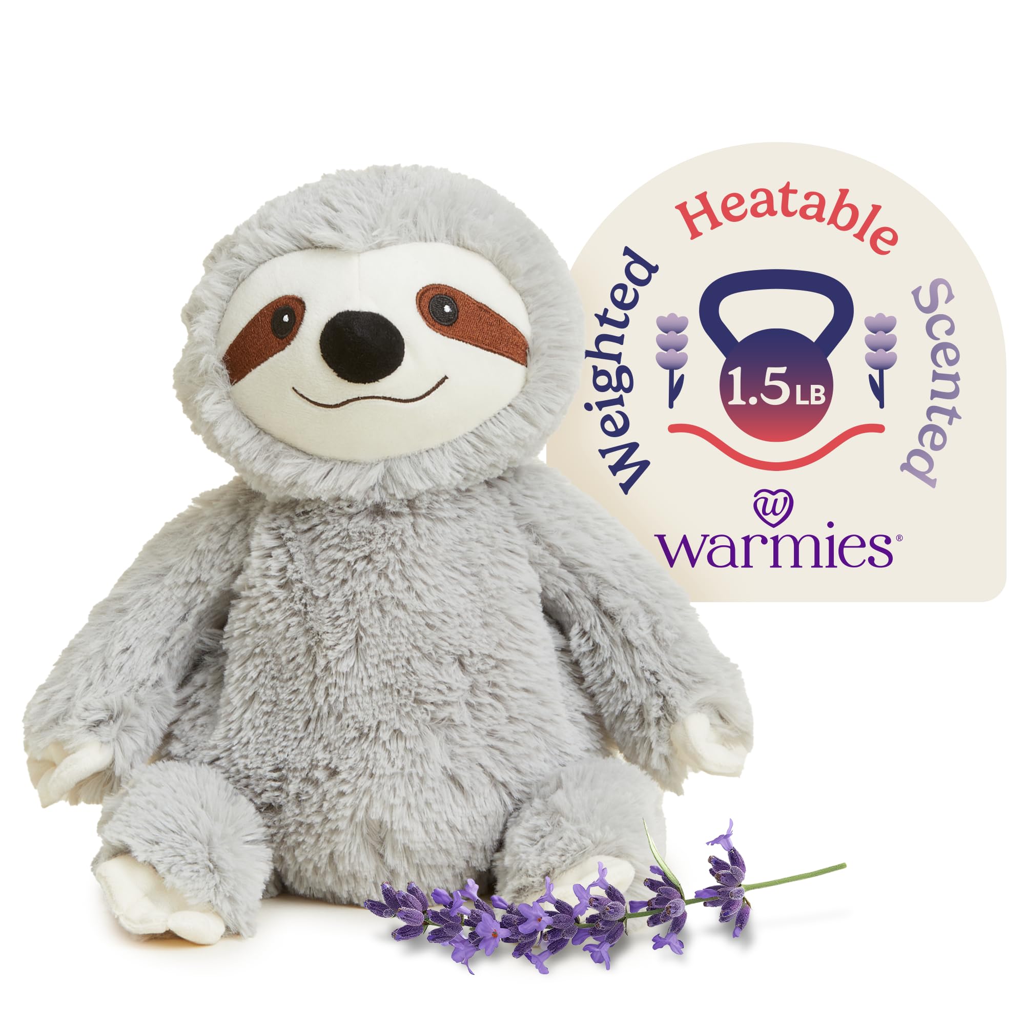 Warmies Gray Sloth microwavable heat for cozy warmth