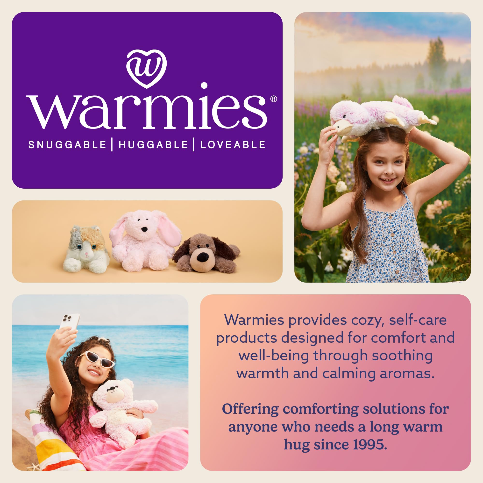 Warmies Gray Sloth safe design suitable for all ages