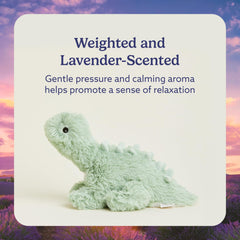 Warmies Green Long Neck Dinosaur cooling option demonstrates refreshing chill on hot days