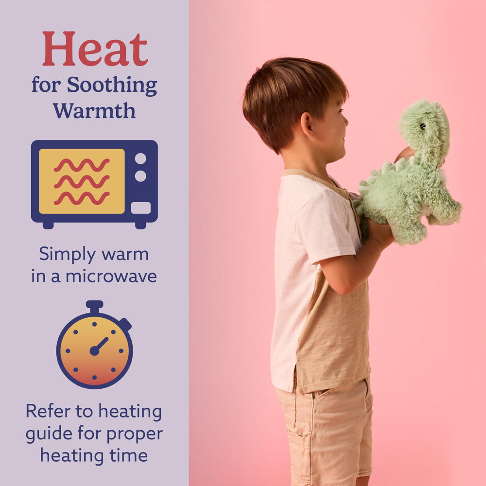 Warmies Green Long Neck Dinosaur weighted plush provides gentle pressure for comfort