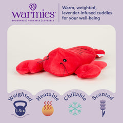 Warmies Lobster coolable plush provides refreshing relief when needed.