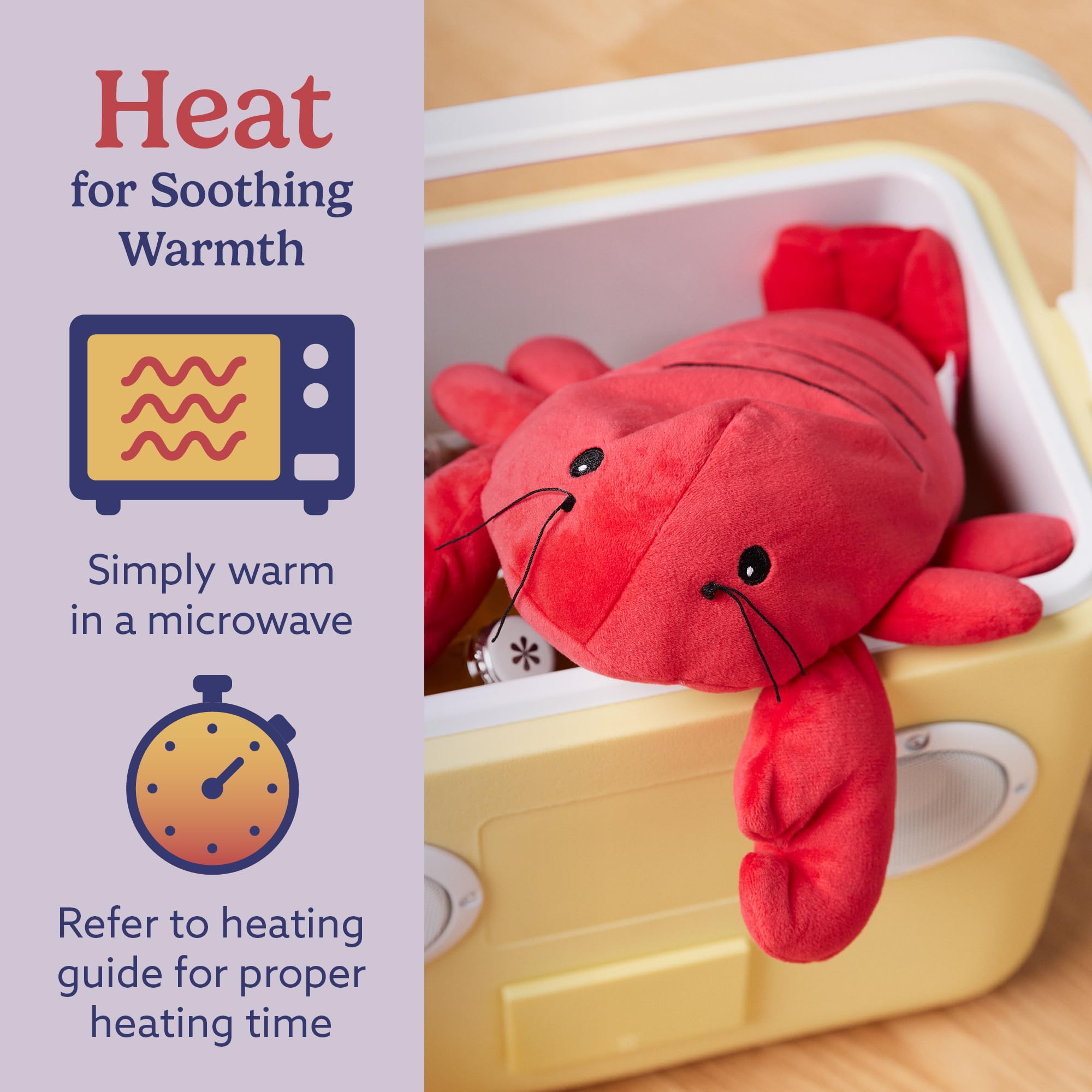Warmies Lobster being heated in the microwave for warmth.