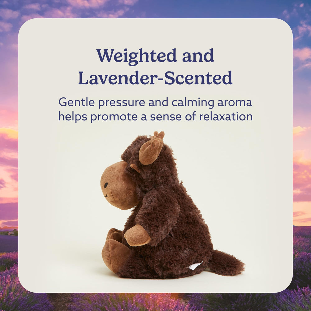 Warmies Moose cooling-relief plush for cooling sensations on warm days.