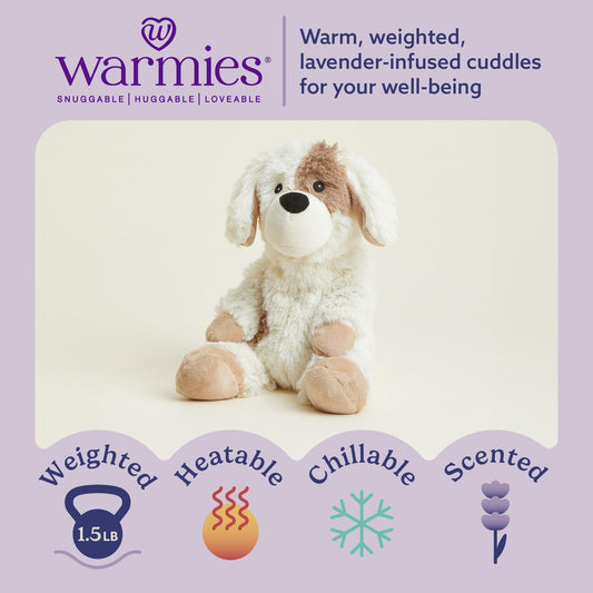 Warmies Puppy weighted plush offers cozy pressure during bedtime