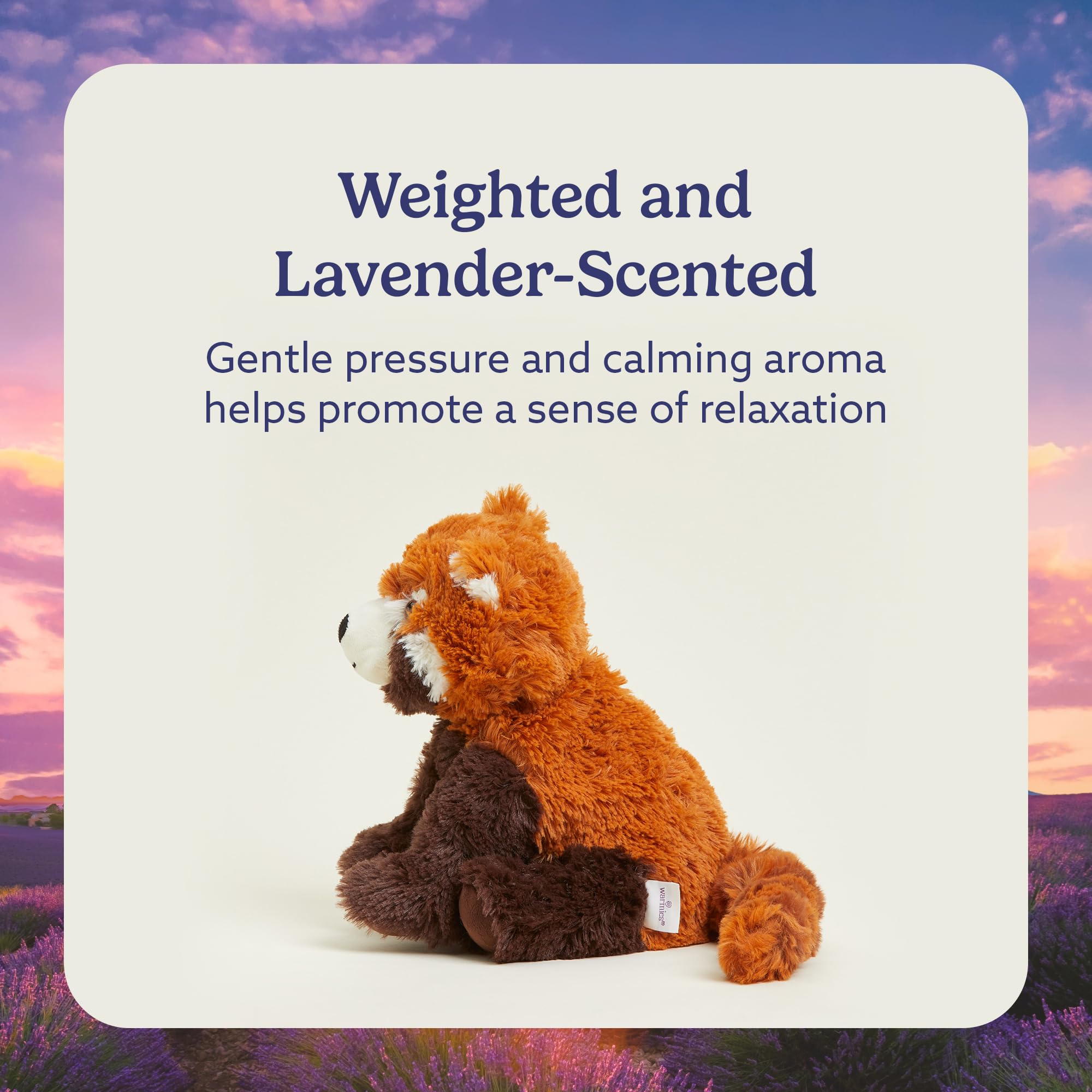 Warmies Red Panda cooling option for refreshing relief on warm days.