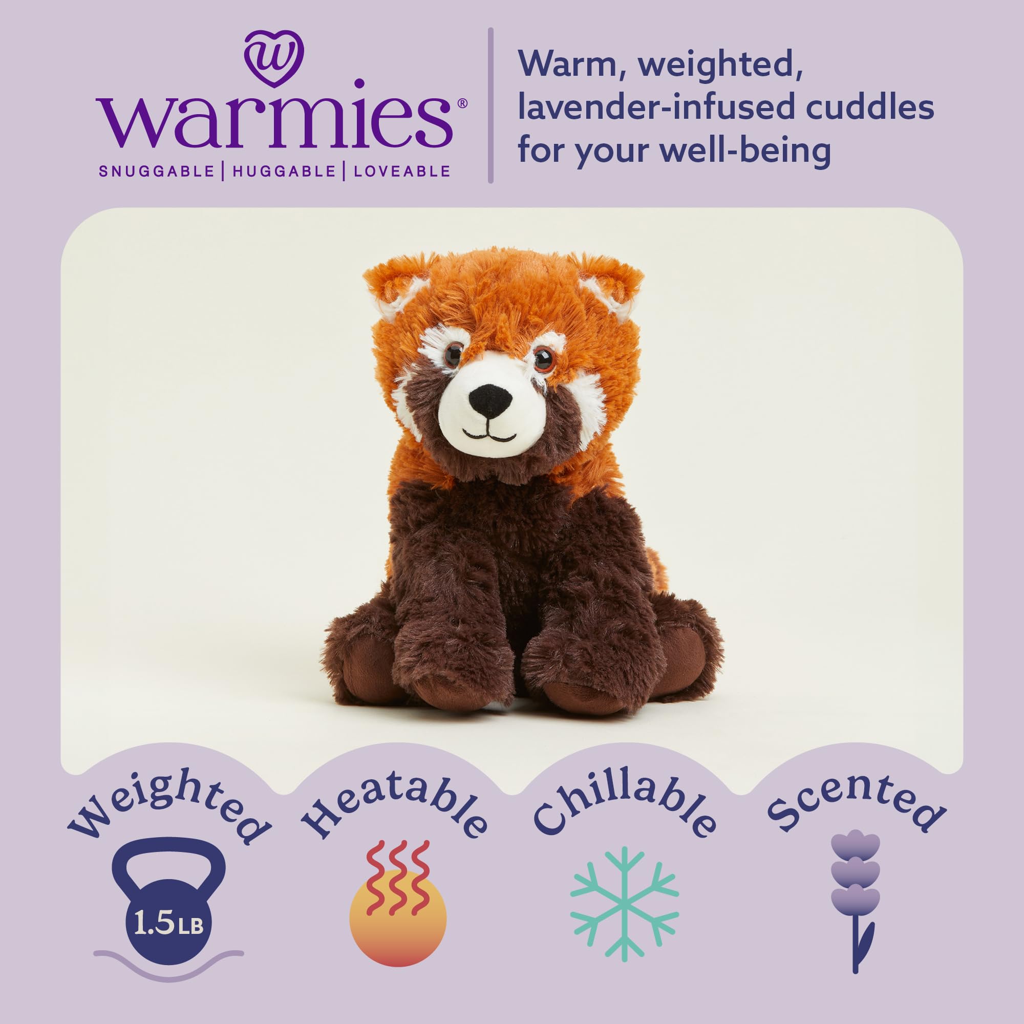 Warmies Red Panda weighted plush provides cozy comfort for restful moments.