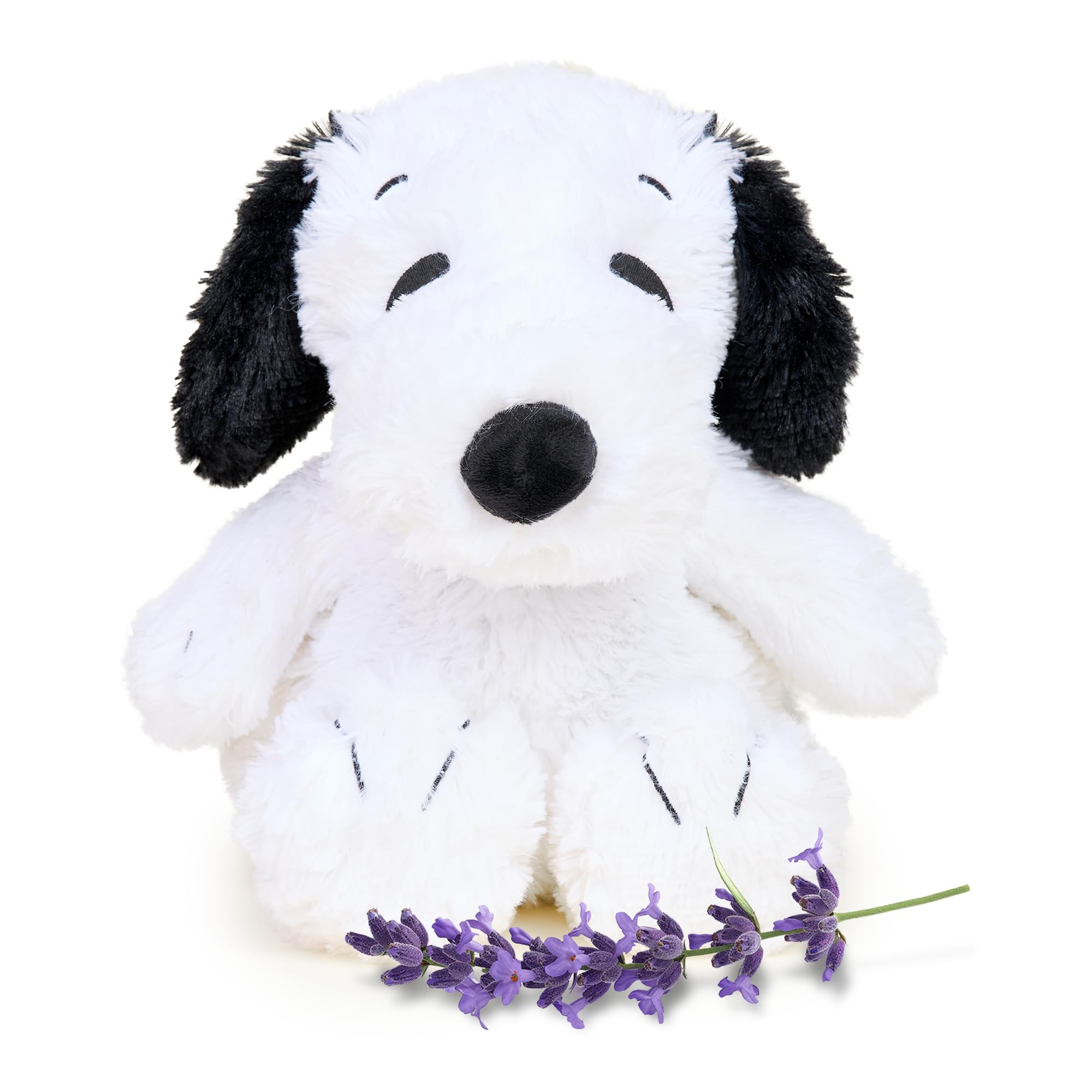 Warmies Snoopy microwavable plush provides cozy warmth for calm evenings.