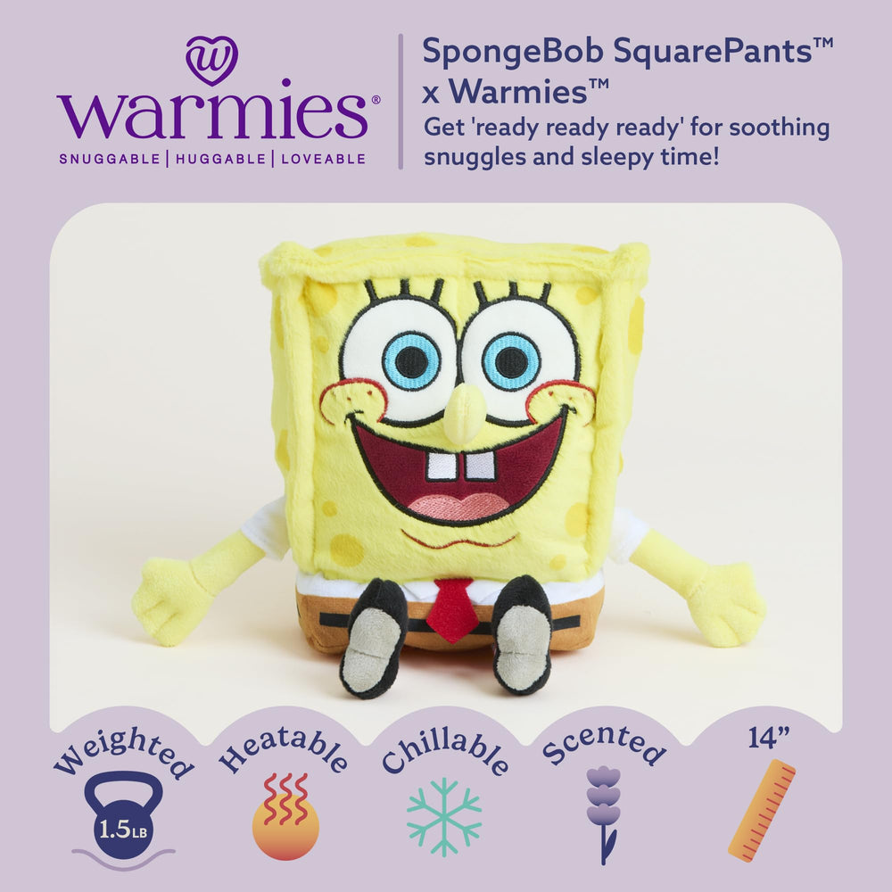 Warmies SpongeBob heat-up plush offering comforting warmth during evenings.