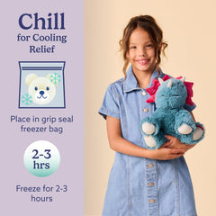 Warmies Triceratops cooling option offers a refreshing chill on warm days.