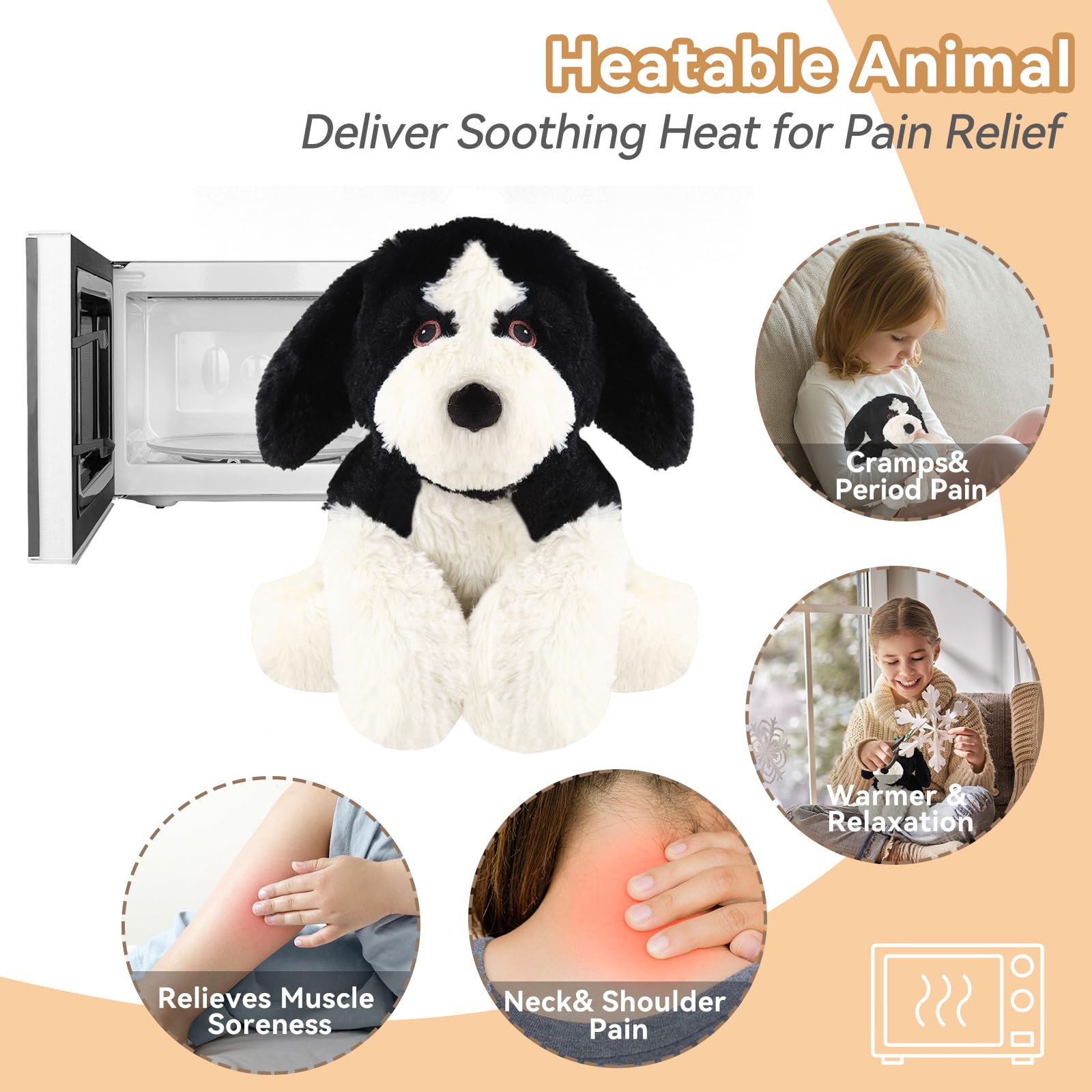WarmPal Border Collie Plush microwave-heat usage for fast warmth
