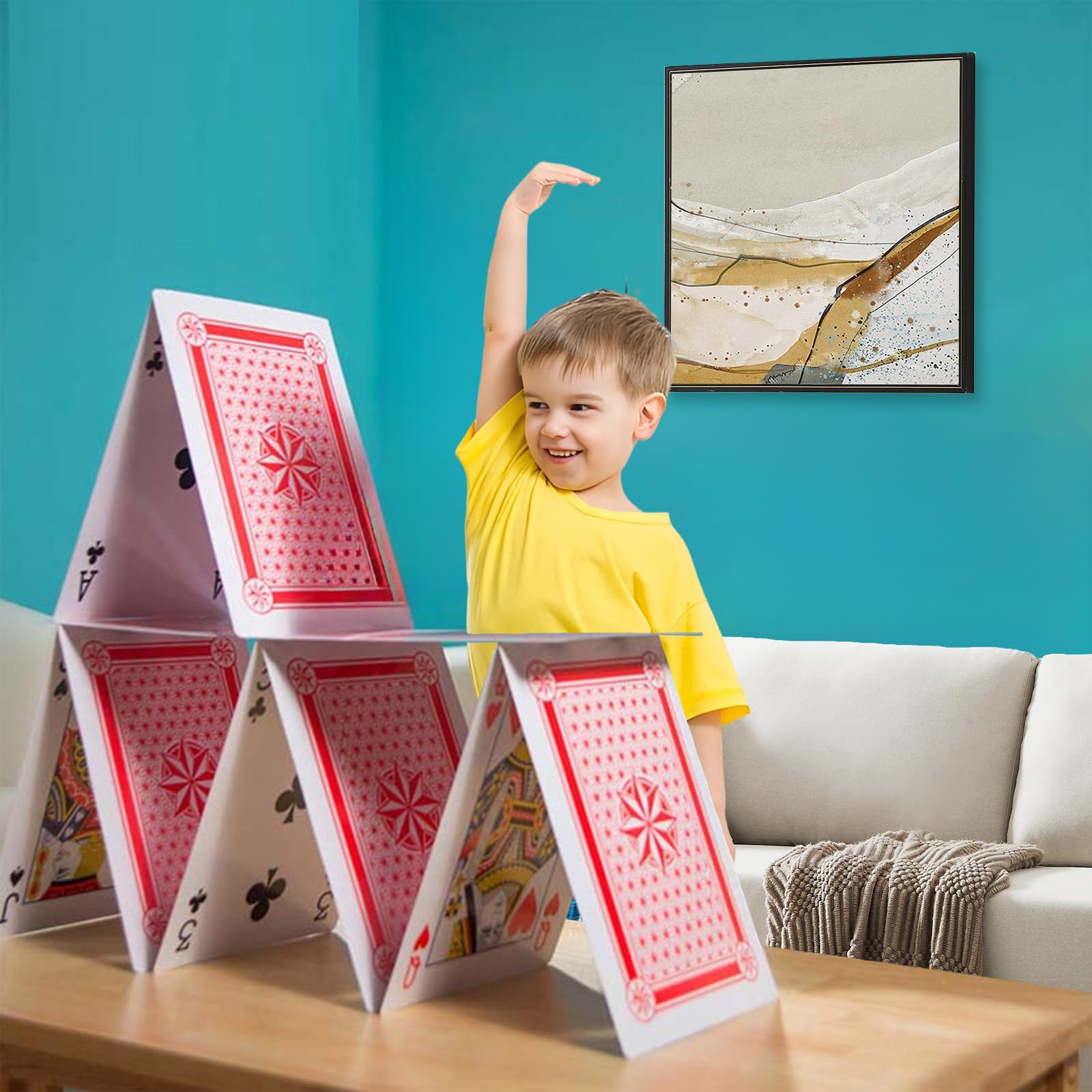 Warmtree giant poker cards in hand demonstrating easy readability for players.