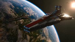 Warner Bros LEGO Star Wars Skywalker Saga spaceship control for dynamic battles.