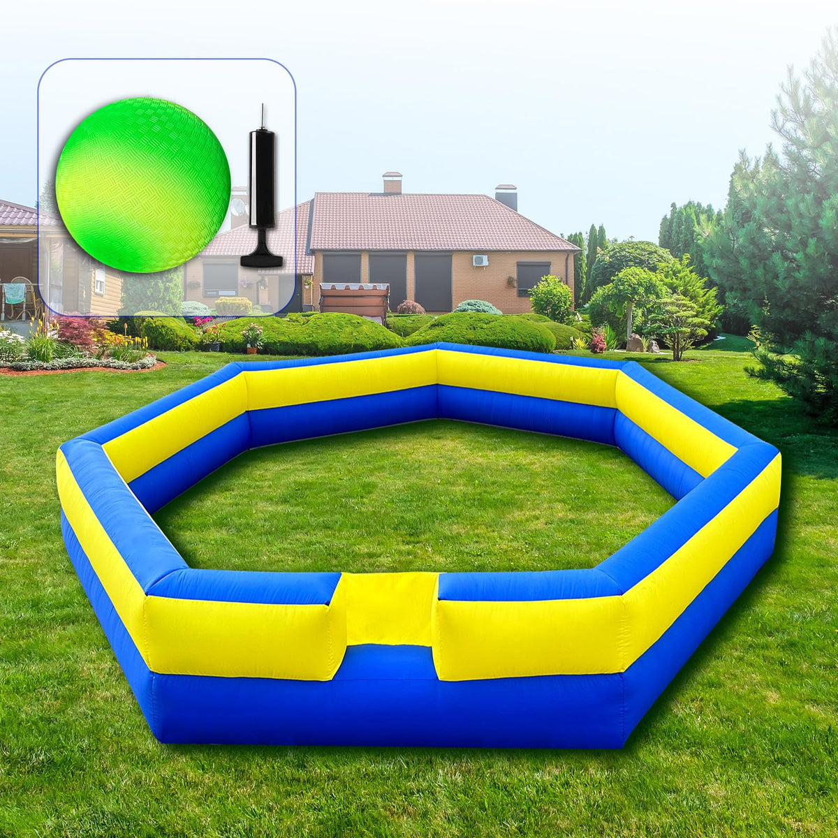 WARSUN 15Ft Gaga Ball Pit front view showing portable inflatable play unit