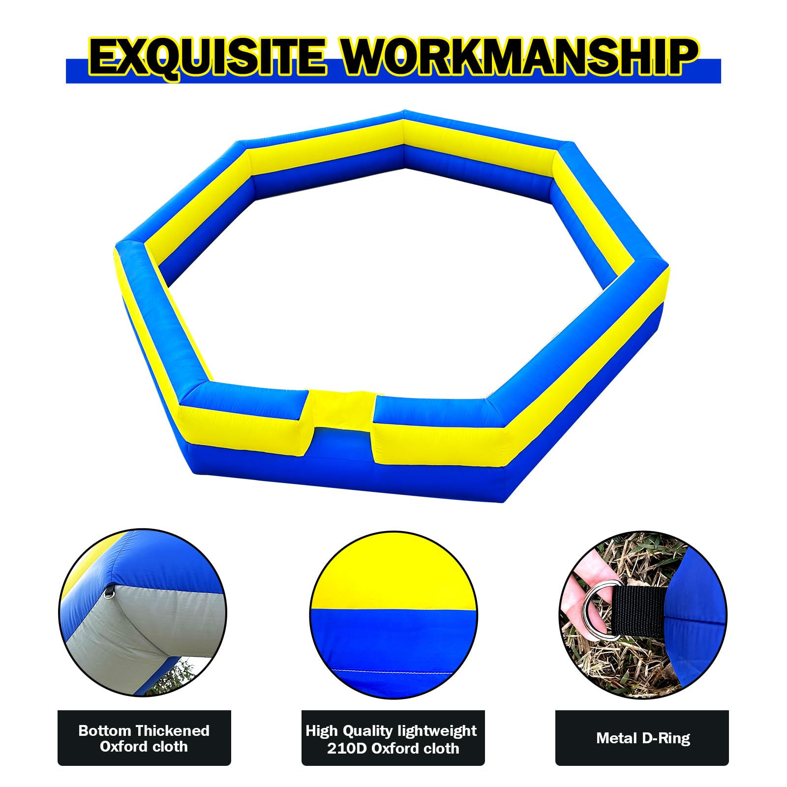 WARSUN 15Ft Gaga Ball Pit side view highlighting durable materials and transportability