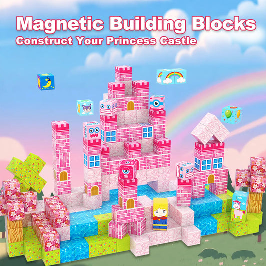 WSHIMIN magnetic building blocks pink castle ideal for STEM exploration