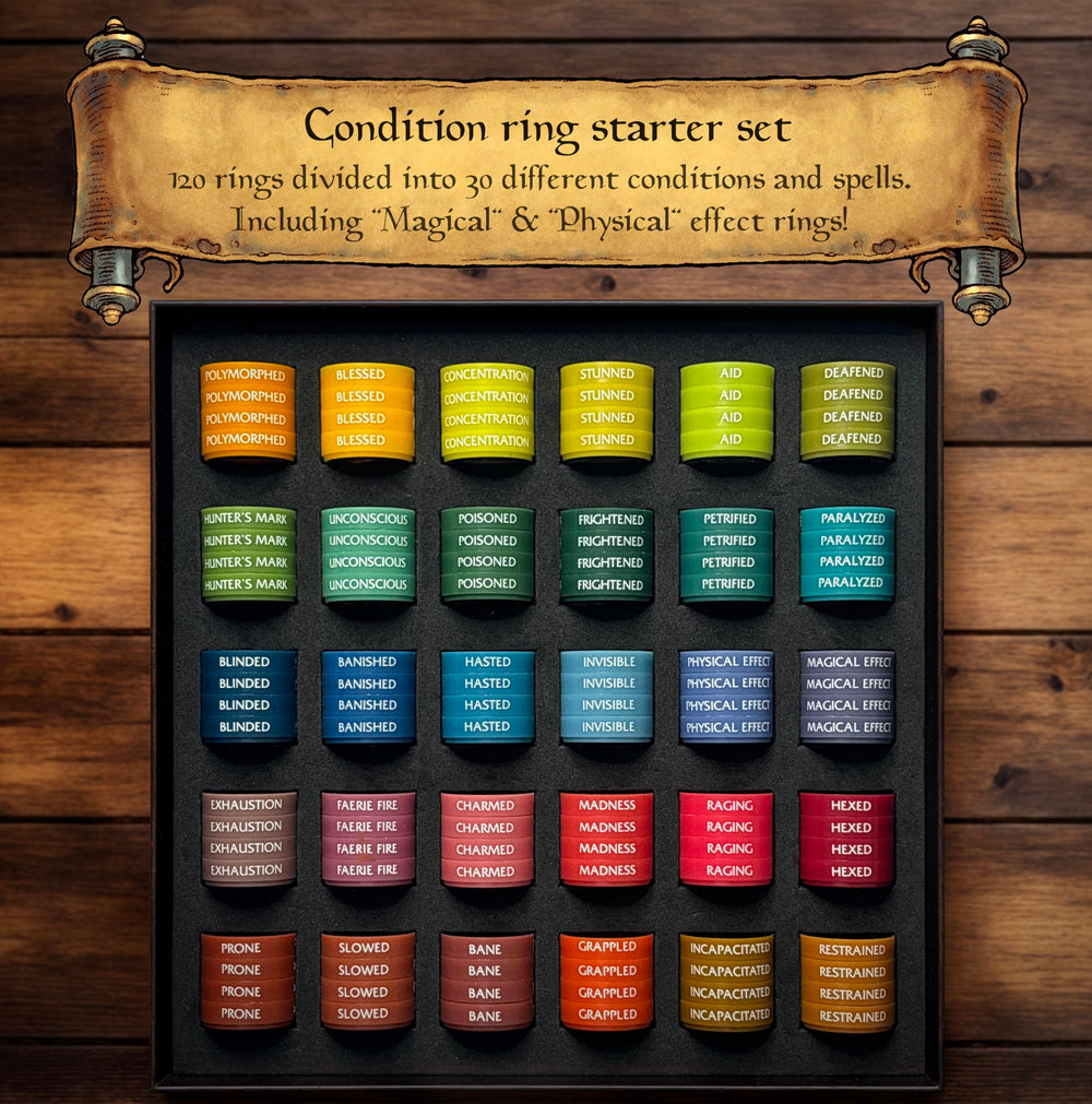WASTED WIZARD rings attach to larger miniatures for flexible display and tracking