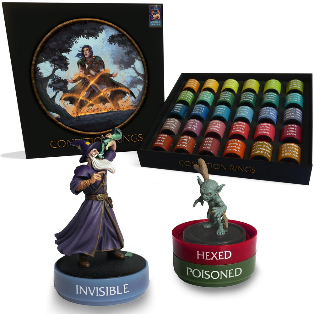 WASTED WIZARD stackable DND condition rings collection for quick status tracking during play