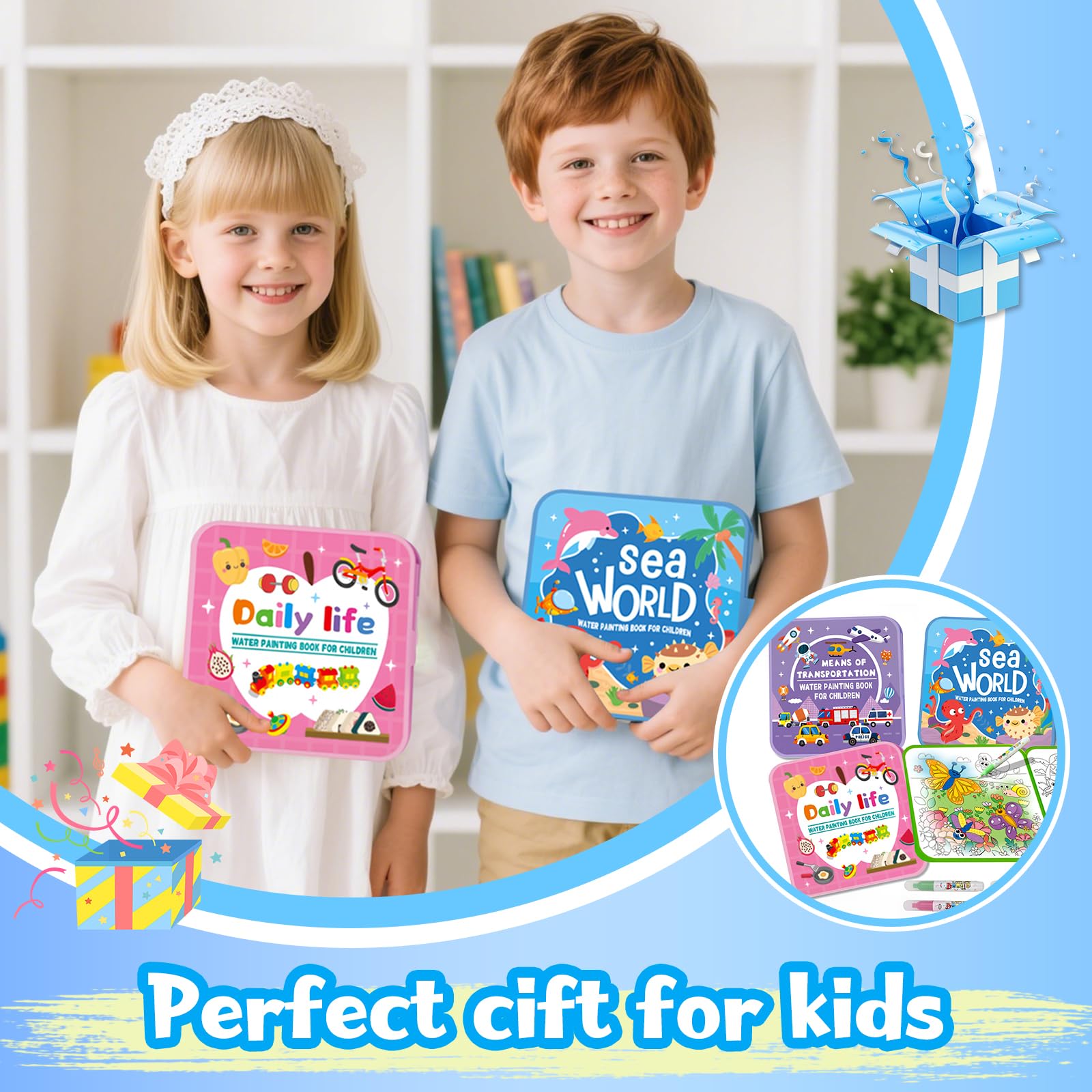 Water Painting Book for Kids durable, reusable design protects little hands during play.