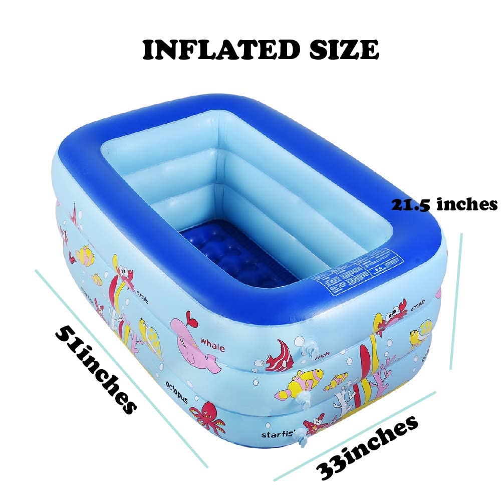WateBom 51x33x21 inch pool in ocean world theme for family use.