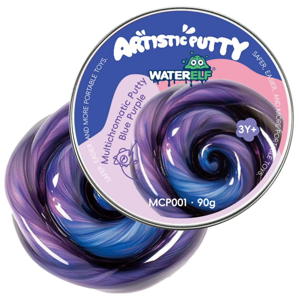 WaterElf Galaxy Putty blue-purple tin for creative play and tactile relief.