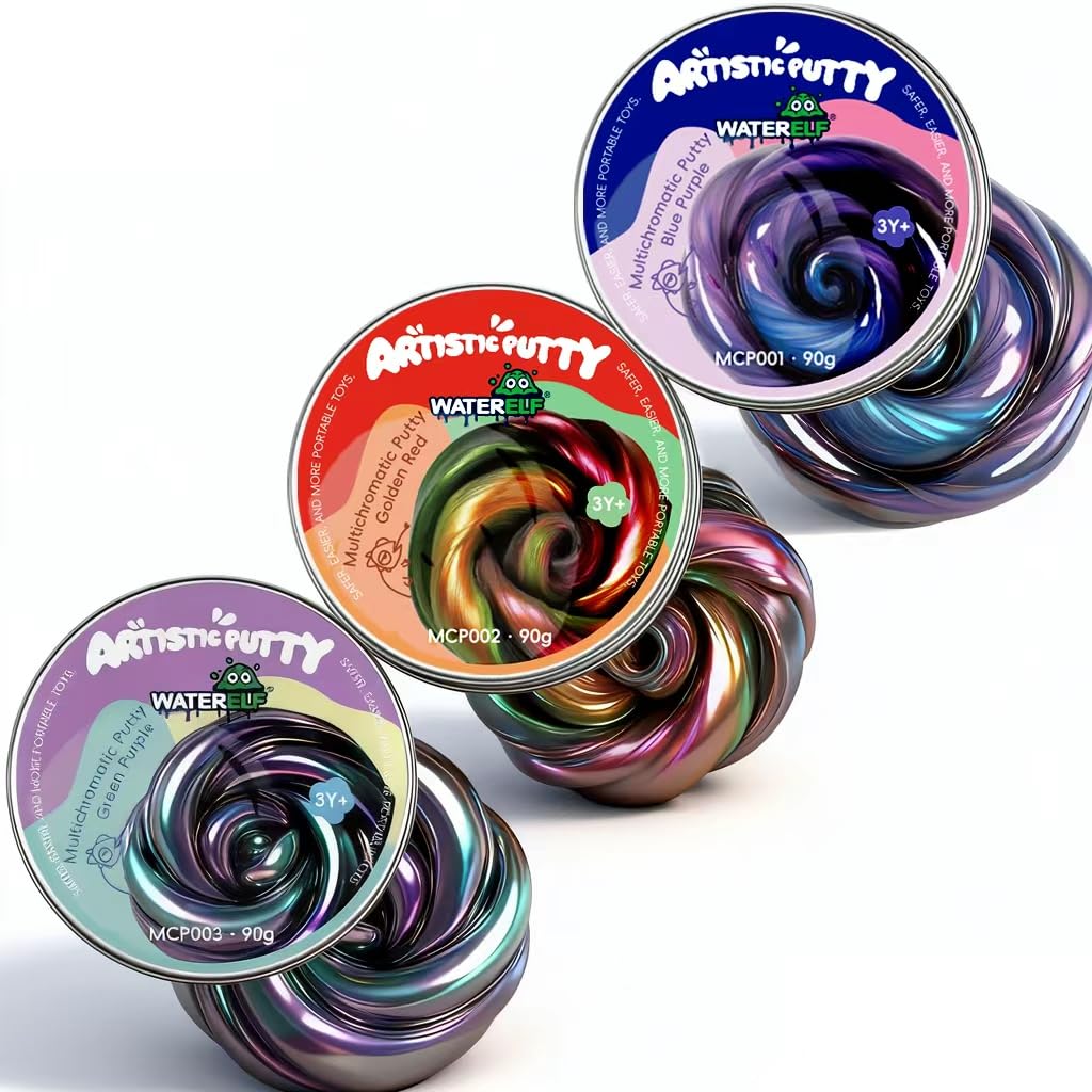 WaterELF Galaxy Putty blue tin for creative play and sensory fun.