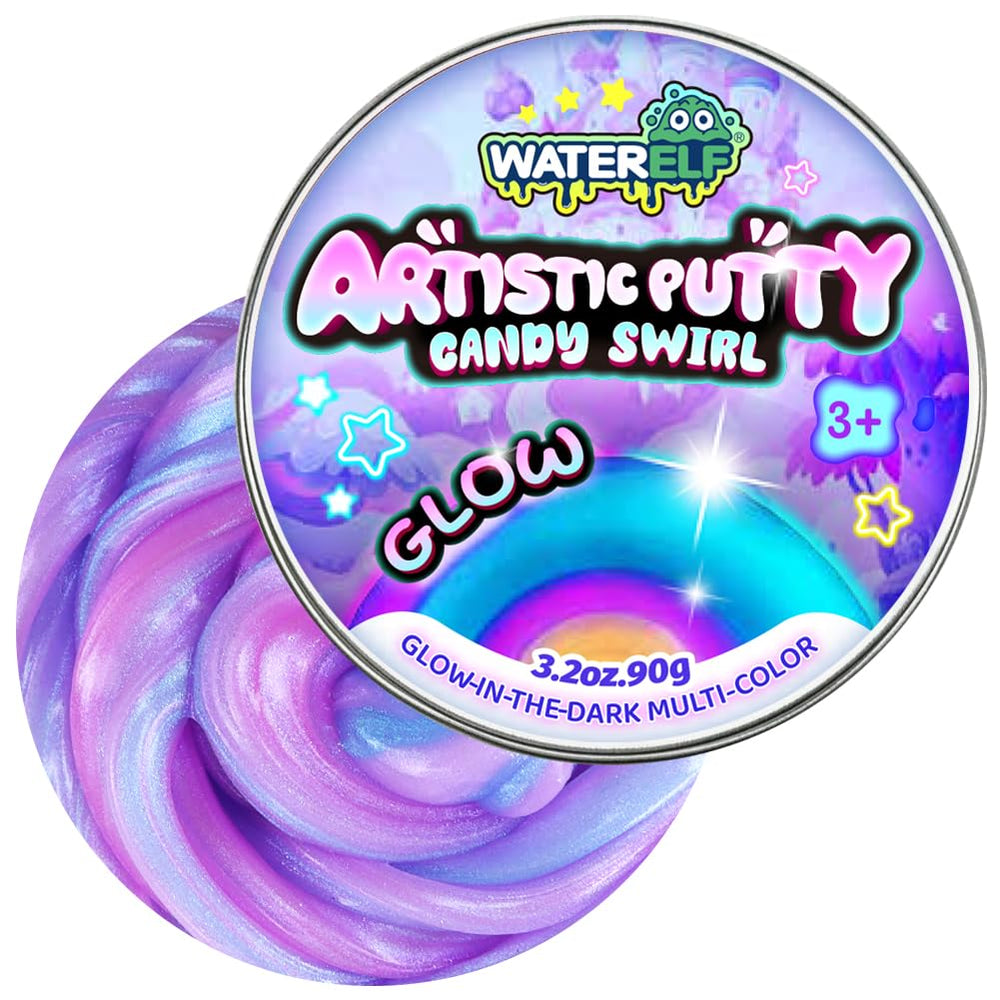 WATERELF glow-dark putty in a tin cap for easy one-handed access.