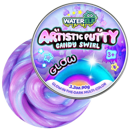WATERELF glow-dark putty in a tin cap for easy one-handed access.