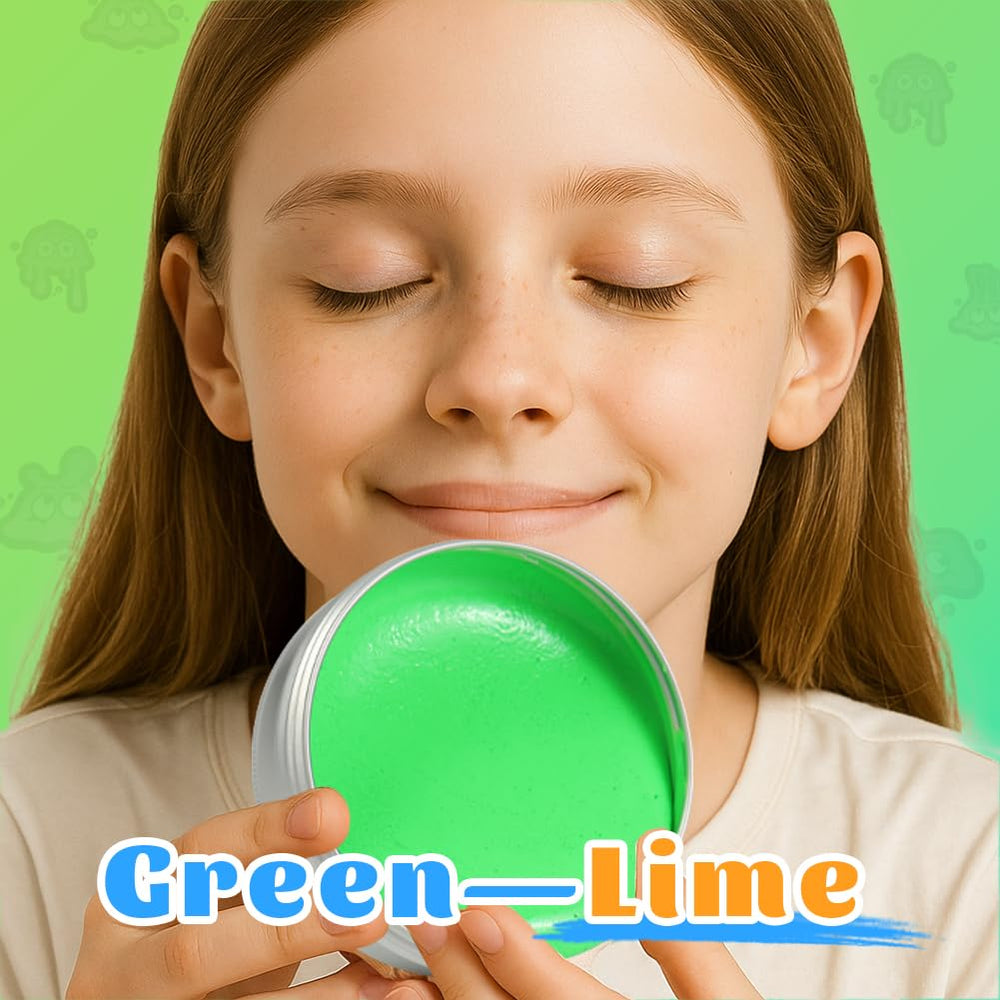 WaterELF Putty Green texture stretched to demonstrate flexibility for fidgeting