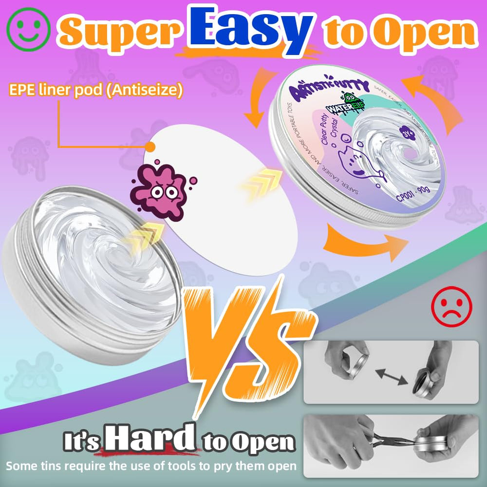 WaterELF crystal putty tin is portable for on-the-go stress relief.