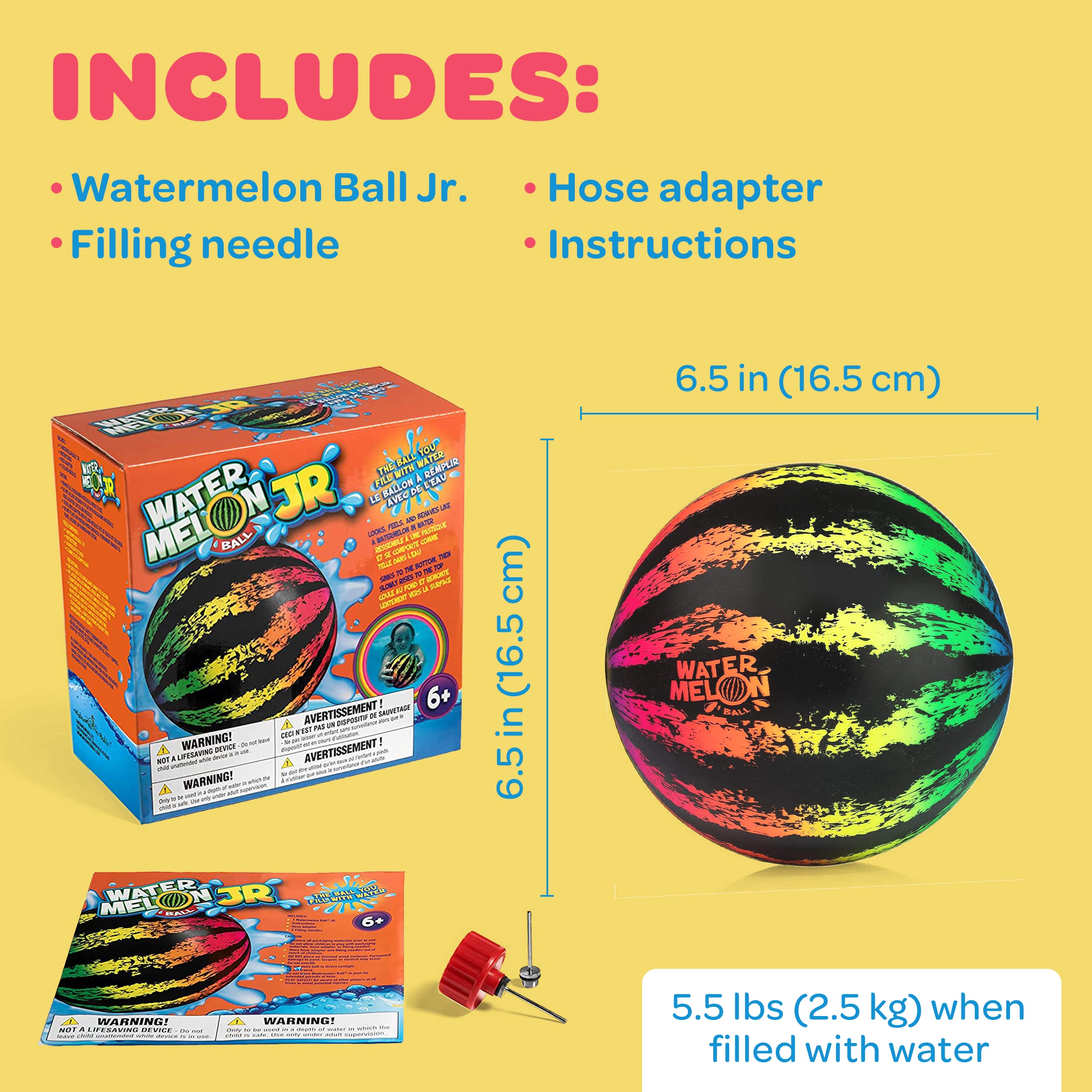 Watermelon Ball JR six inch diameter for compact play.