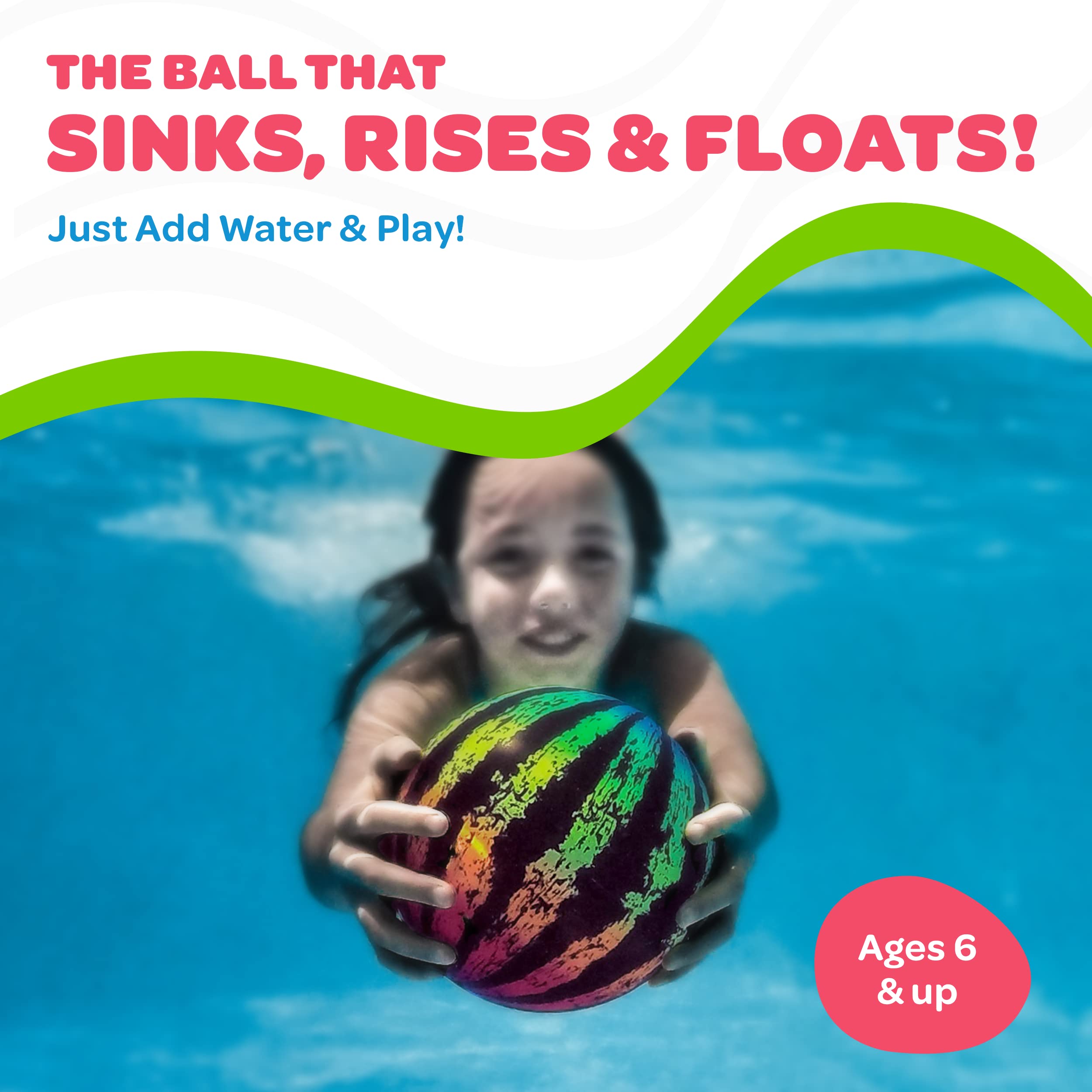 Watermelon Ball JR underwater dribble action in a pool.