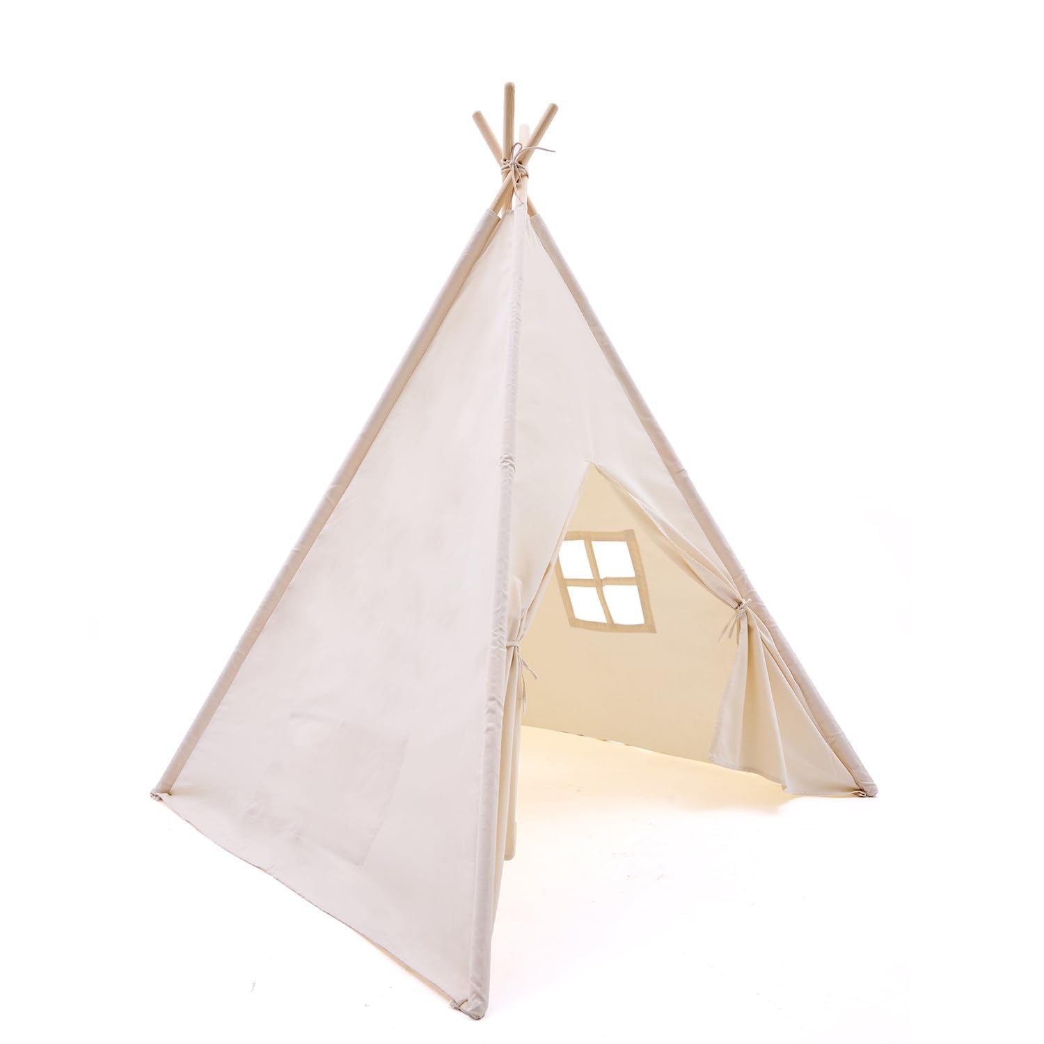 WATEVLOTCS kids play teepee pine-wood frame offers sturdy support.
